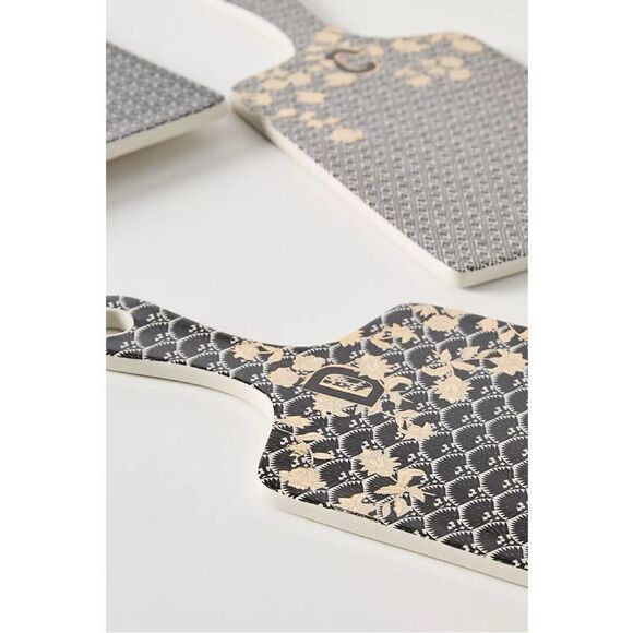 NEW Anthropologie Eliza Art Deco Gilded Floral Tile Monogram S Cheese Board - Picture 3 of 5